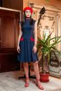 Rochie albastră cu elemente roşii Avangard