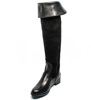 Women's black leather high boots 32472 