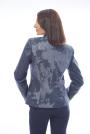 Women's dark blue jacket with leather sleeves 42003-483-480