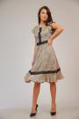 Women's elegant dress in beige color with lace bands 72218-233