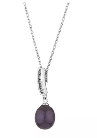Women's Silver Necklace with Black Pearl LA6022NB