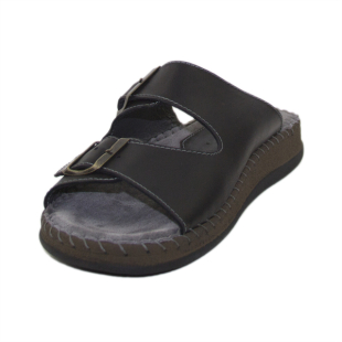 Men's slippers made of genuine leather in black color 8841-22-01NERO