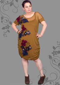 Макси рокля от тюл цвят горчица с подплата ILINA Fashion