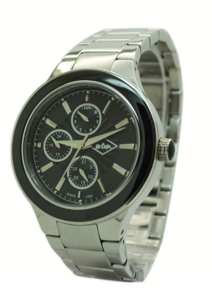 Сребрист дамски елегантен часовник с черен циферблат Lee Cooper LC-1407F