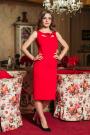 Formal dress in red with decoration at the neckline Avangard