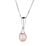 Silver necklace with natural pink pearl CAA041P Swan