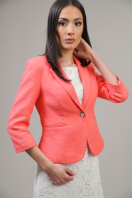 Women's jacket in coral color with 7/8 sleeves 23199-700