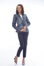 Women's dark blue jacket with leather sleeves 42003-483-480