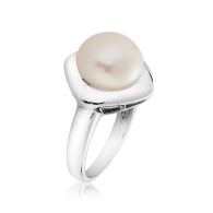 Silver ring with white freshwater pearl SR0161W Swan