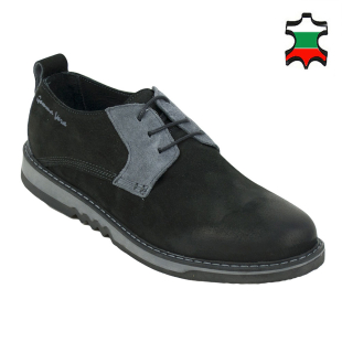 Men's black and grey nubuck leather shoes 32191