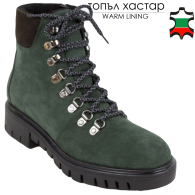 Ghete de dama din piele naturala verde si legaturi, fermoar si captuseala calda 32783