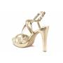 Elegant women's sandals made of genuine leather in gold with anatomical insole 21268