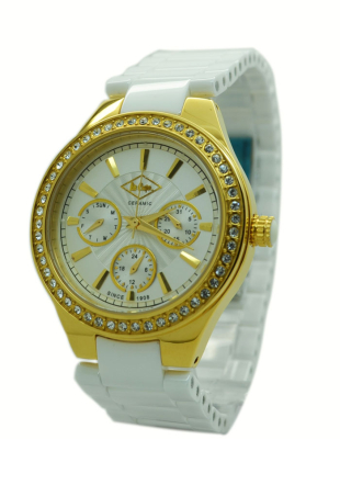 Елегантен дамски часовник с кристали Swarovski и керамична верижка Lee Cooper LC-1406J