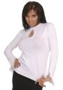 Bluza alba, decupaj in forma de picatura la decolteu si cu tul Z-08/09