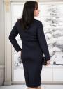Women's black dress with blue jacquard decoration straight Avangard