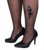 Dresuri pentru dame plinute de culoare negru cu decor trandafir 20 DEN