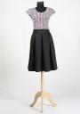 Rochie neagră cu imprimeu floral şi pepit RUMENA