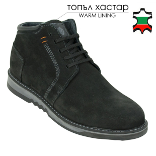 Men's black nubuck leather boots 32416