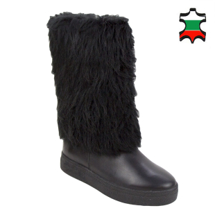 Women's black nappa leather boots 32804