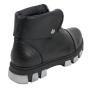 Women's black leather boots with collar and zipper