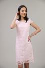 Rochie roz din dantela cu maneci scurte 71812-771
