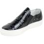 Women's black leather shoes with flowers perforation 