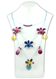 Necklace with Orchids, Quards Hawaii blue beauty  Dannyra Jewels