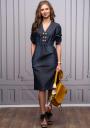 Women's denim dress in a figure neckline and buttons Avangrard