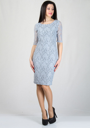 Rochie din dantela gri cu trandafiri BF RUMENA