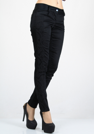 Black trousers with lace side elements BF RUMENA