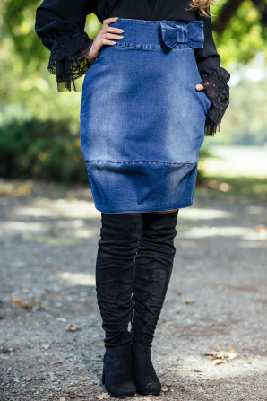 Fustă în albastru-denim cu bumbac Avangard 