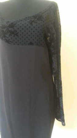 Women's black dress with lace front and sleeves Rumena