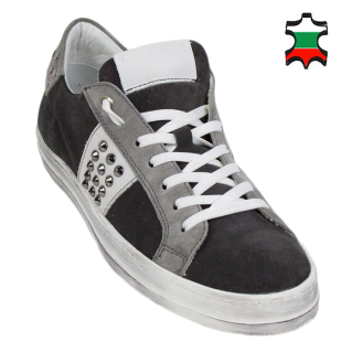Men's grey suede leather trainers 33704
