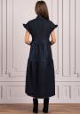 Women's long dress blue denim cut with satin ribbon Avangard