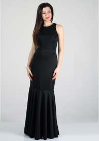 Evening long back lace top dress RUMENA