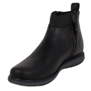 Men's black leather boots with two zippers 20557