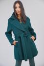 Women's short coat with belt in green color 12204-500