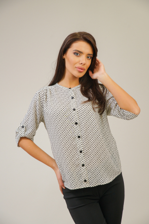 Cămașă albă elegantă cu buline 82302-131