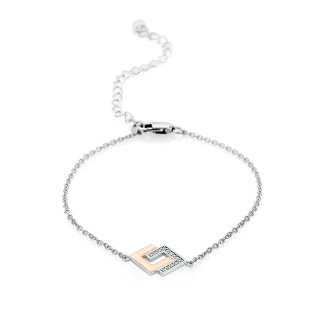Silver bracelate with gold plate and zircons JT7359B Swan