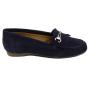 Women's suede moccasins elegant blue model with genuine leather buckle SABABLUE