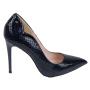 Pantofi în tentă bleumarin din piele cu aspect de șarpe pentru femei 32931