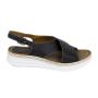 Women's black leather sandals with crossed straps 19175