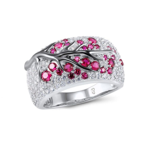 Silver ring with cherry tree element PJ305R Swan