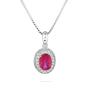 Silver necklace with ruby and zircons RUB779N Swan