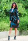 Women's jacket black color imitation leather Avangard