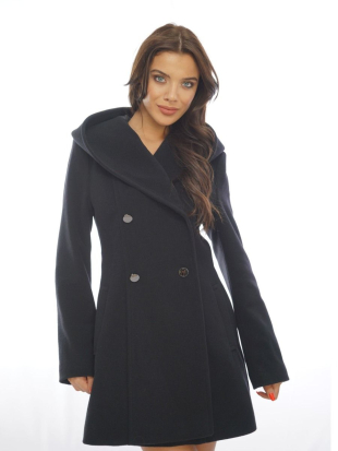 Black color coat with hood 11907-3