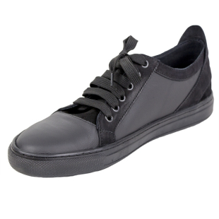 Black men's lace-up sneakers 184BLACK