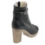Women's perforated black leather summer boots on high heels
