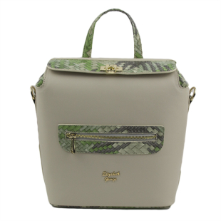 Women's backpack bag with green handles 886-38
