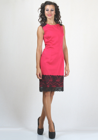 Cyclamen dress with black lace RUMENA